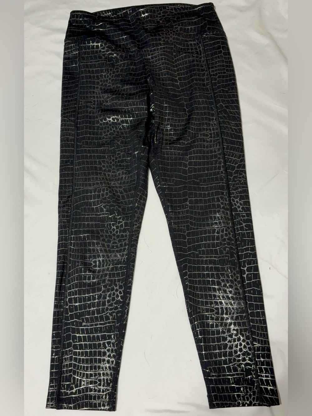 PINK Victoria's Secret Black Metallic Croc-Print Leggings